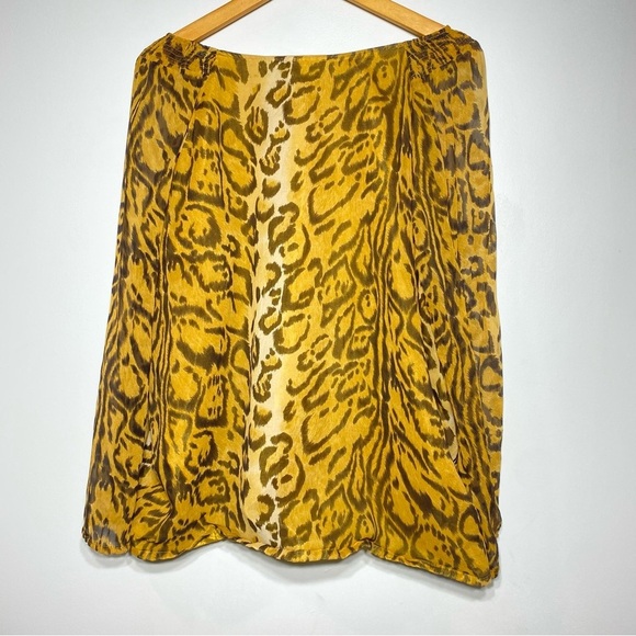 Avenue Blouse Womens 18/20 (2X) Leopard Print Long Sleeve Semi Sheer Silk Career - Picture 3 of 16